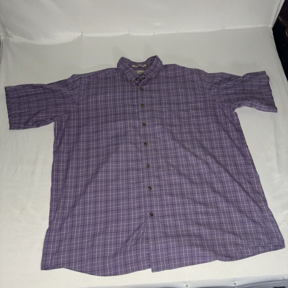 L.L.Bean Purple Plaid Button Down Shirt Wrinkle Resistant XXL Tall